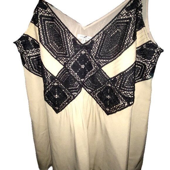 LAFAYETTE 148 Boheme Lace-Trim Silk-Georgette Camisole Tan w Black Lace NWT $698 - Picture 5 of 10